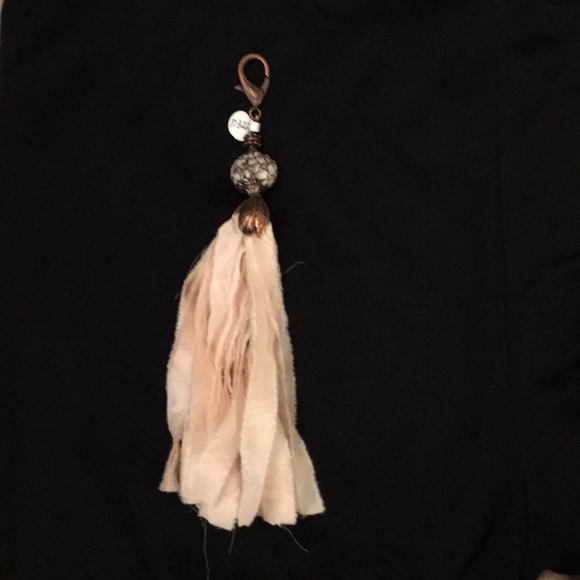 Silk blush tassel purse charm pendant copper mosaic bead NWT Artisan - Picture 7 of 7